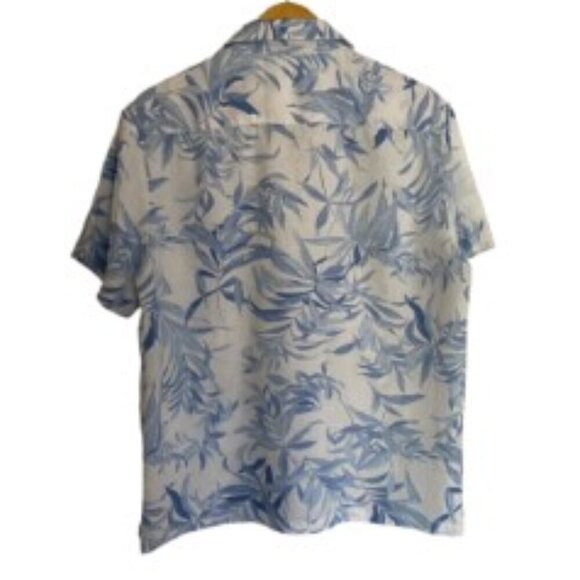 Porter & Ash Blue & White Linen Button Down Shirt Large - Picture 3 of 4